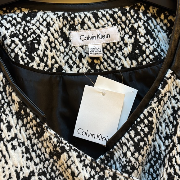 Calvin Klein faux Leather and Snake Print Moto Style Jacket - Picture 2 of 10